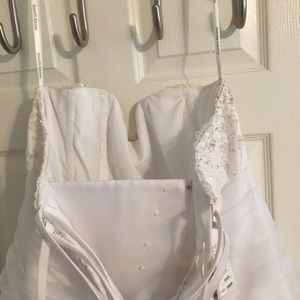 Wedding dress and engagement with rings